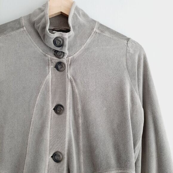 SANDWICH Soft Velvet Button Down Cardigan Gray Sz S - Picture 4 of 10